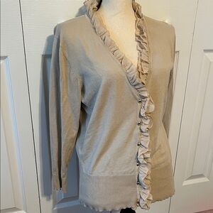 Philosophy Beige Ruffled Cardigan Size Medium